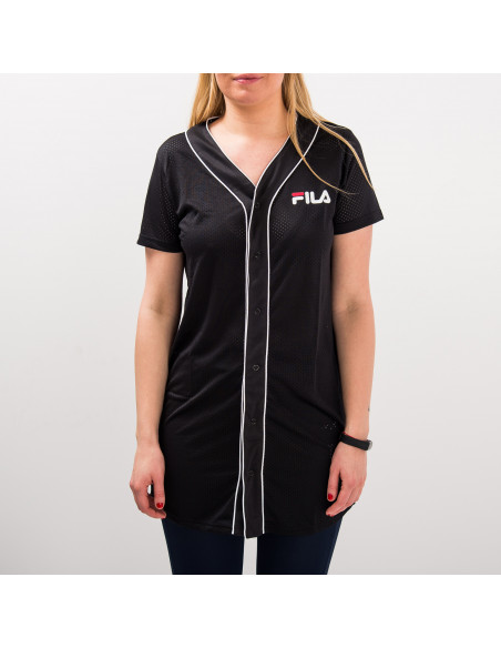 Camiseta vestido Beisbol Fila Streetwear Ribin Button Color Negro Tamaño ropa XS
